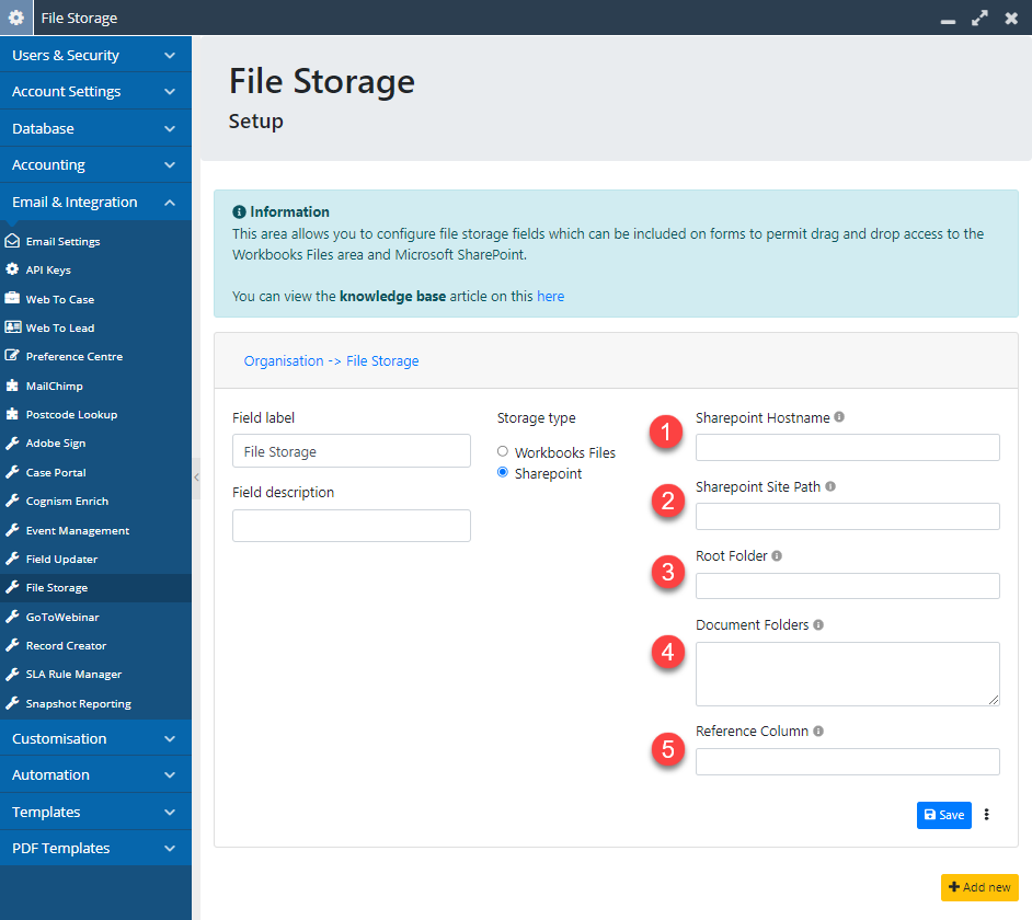 Using SharePoint File Storage Workbooks CRM
